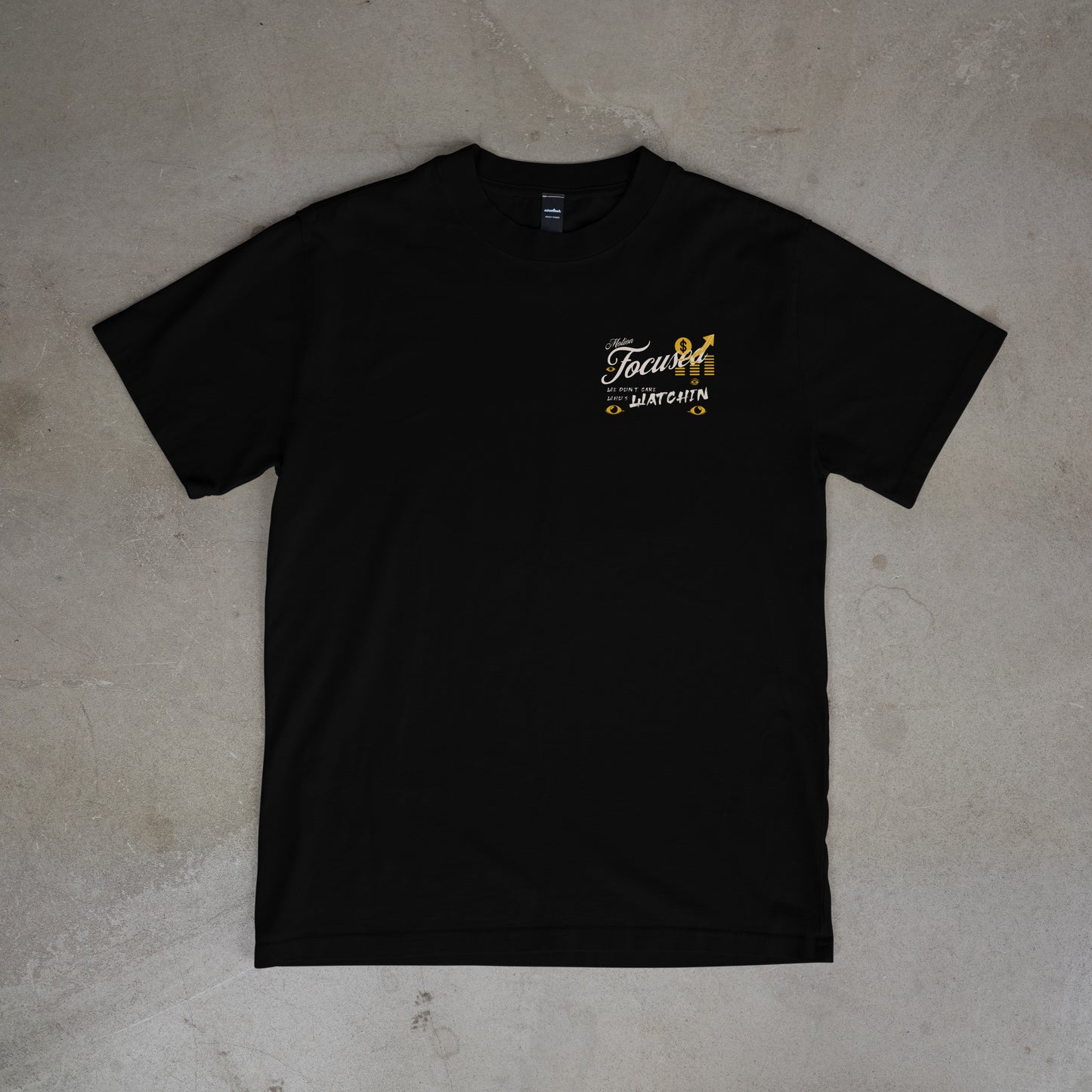 We Don't Care Who's Watchin Women's t shirt Black and Gold