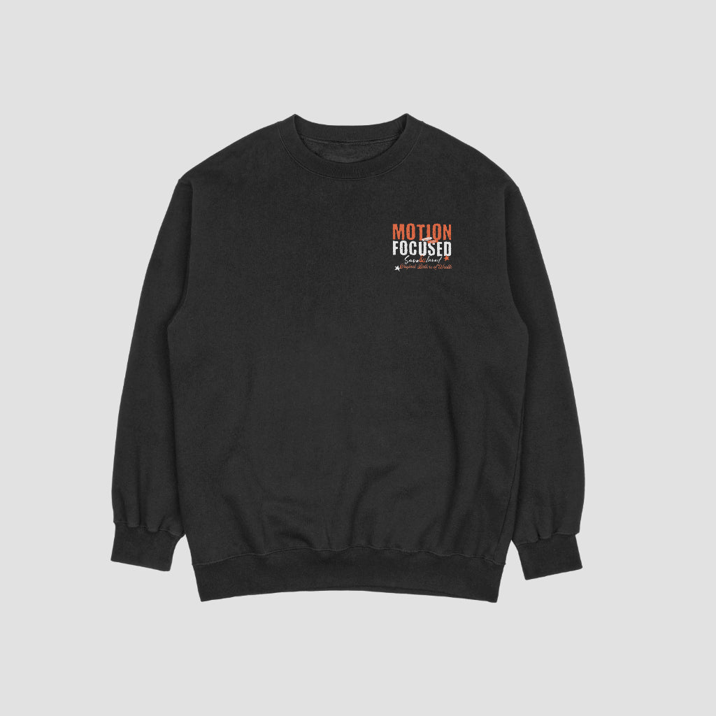 "Motion Focused 'Save & Invest' Sweatshirt featuring two boys—one saving coins in a piggy bank at night, the other investing coins into a plant at sunrise—symbolizing financial literacy and growth."