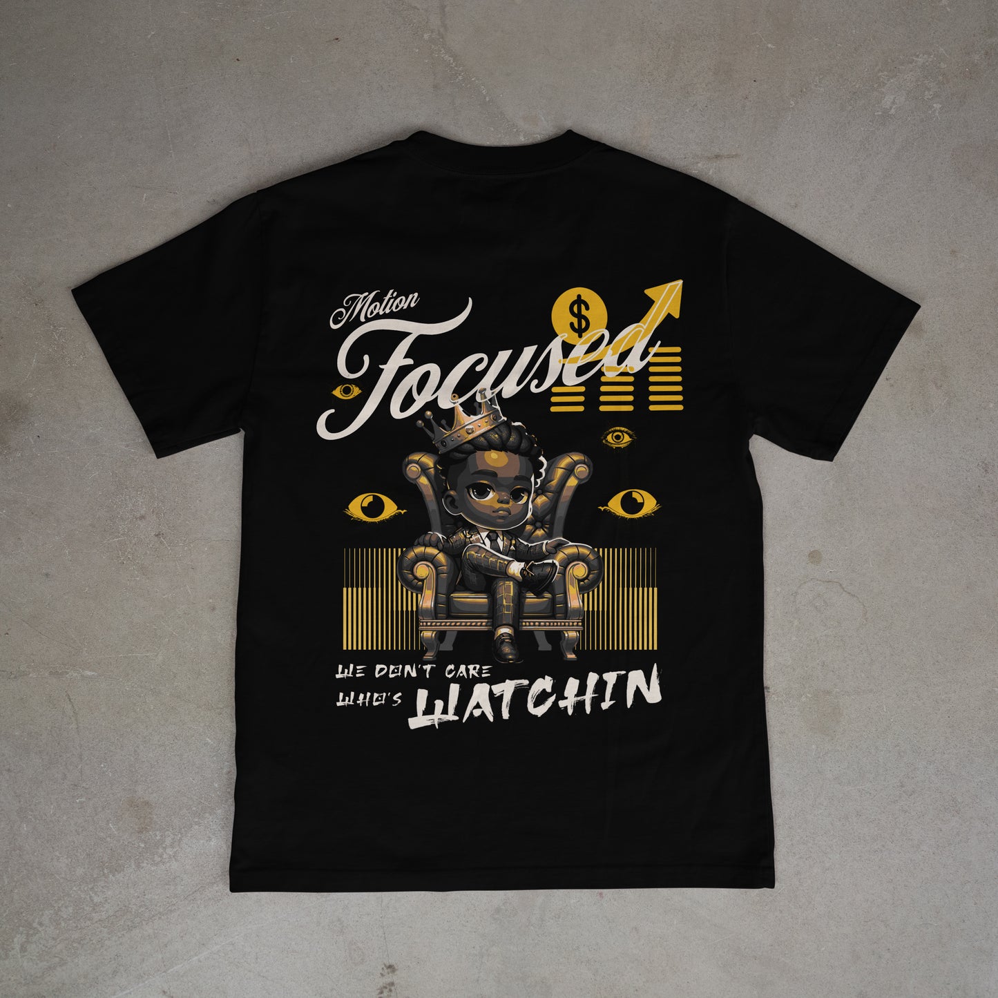 We Don't Care Who's Watchin Men's t shirt Black and Gold